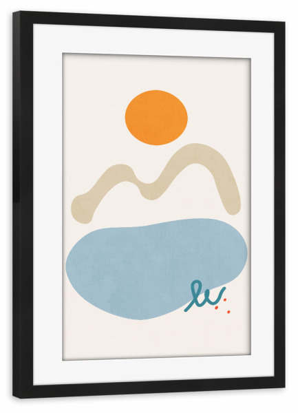 Poster mit Rahmen schwarz "Sun, Mountain and Lake" artboxONE - Natur,Abstrakt