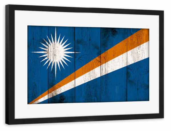 Poster mit Rahmen schwarz "Marshallinseln Flagge" artboxONE - Reise,Reise / Strand und Meer,Reise / Länder