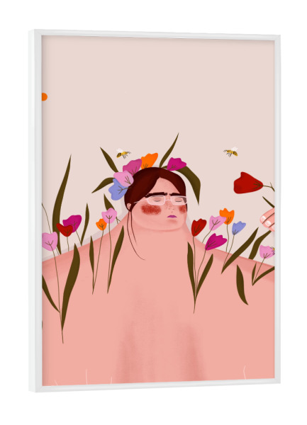 Poster mit weißem Rahmen "Oh. Ofi - Rettet die Bienen" artboxONE - Natur,Floral,Menschen