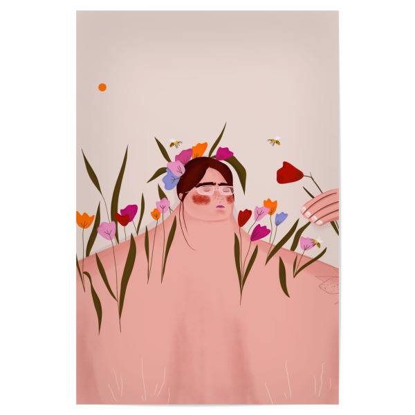 Poster "Oh. Ofi - Rettet die Bienen" artboxONE - Natur,Floral,Menschen - Mensch,Frau,Blumen,Natur,Blätter,Bienen,Tiere,Woman,Birds,Floral