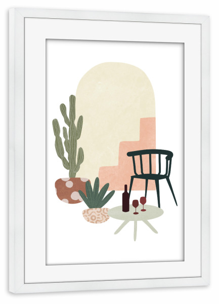 Poster mit Rahmen weiß "Rundbogentür-Stillleben" artboxONE - Natur,Floral