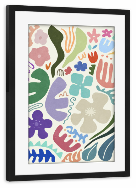 Poster mit Rahmen schwarz "Floral Shapes" artboxONE - Natur,Floral,Abstrakt