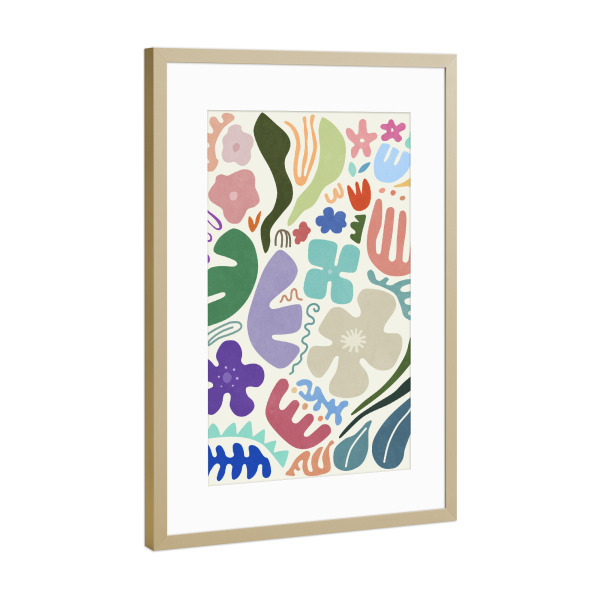 Poster mit Rahmen Gold "Floral Shapes" artboxONE - Natur,Floral,Abstrakt