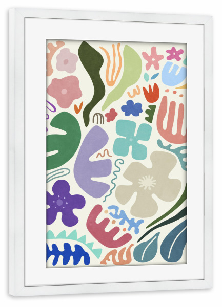 Poster mit Rahmen weiß "Floral Shapes" artboxONE - Natur,Floral,Abstrakt
