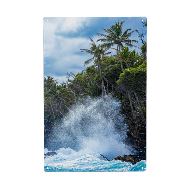 Holzbild "Pohoiki Black Sand Beach" artboxONE - Natur,Reise / Strand und Meer