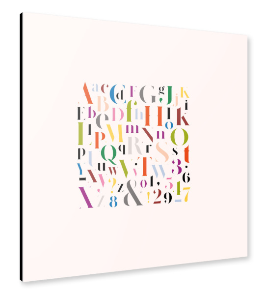 Alu-Dibond "Stylish elegant alphabet color mix" 30x30 cm artboxONE