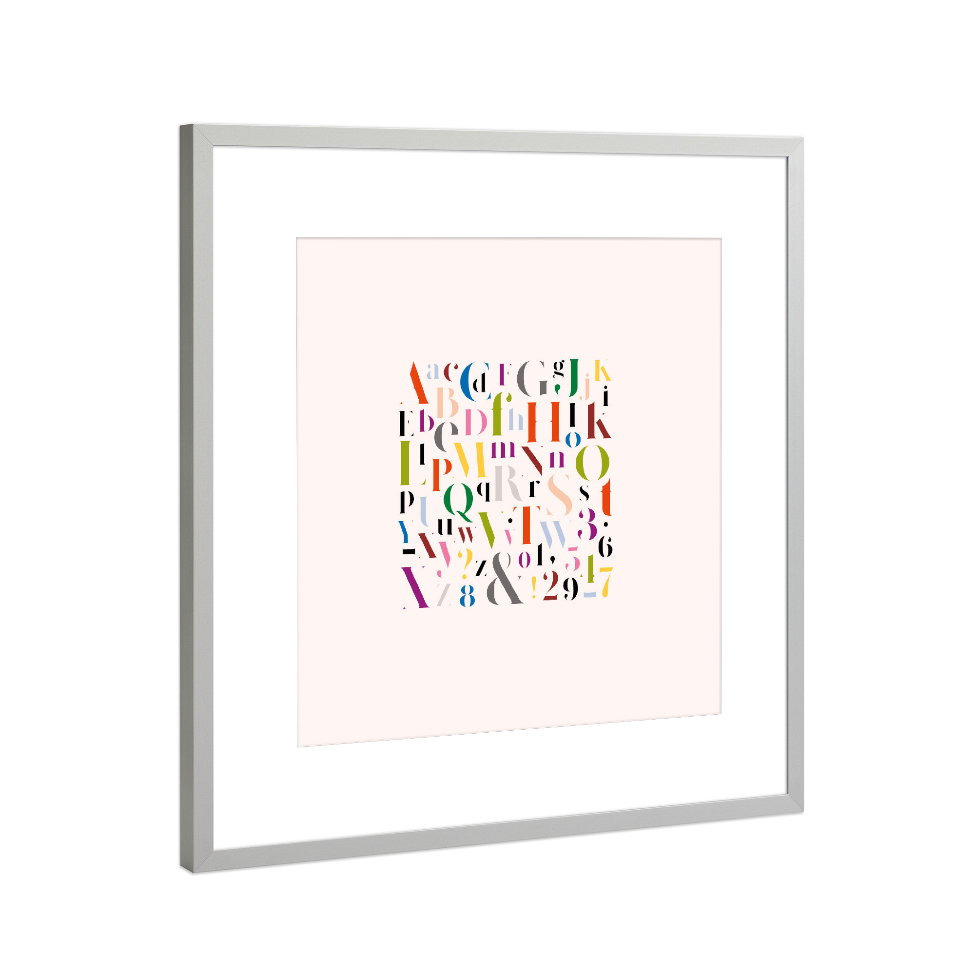 Poster mit Rahmen Silber "Stylish elegant alphabet color mix" artboxONE - Typografie,Buchstaben