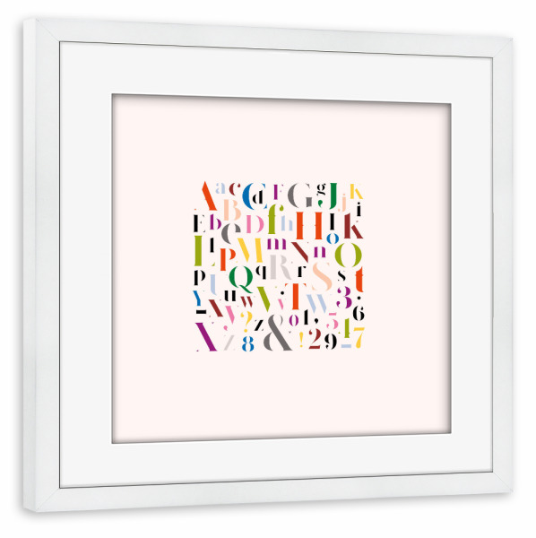 Poster mit Rahmen weiß "Stylish elegant alphabet color mix" artboxONE - Typografie,Buchstaben
