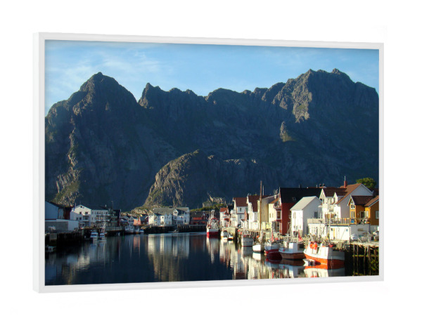 Poster mit weißem Rahmen "Hennigsvaer in Norwegen" artboxONE - Natur,Reise,Reise / Länder