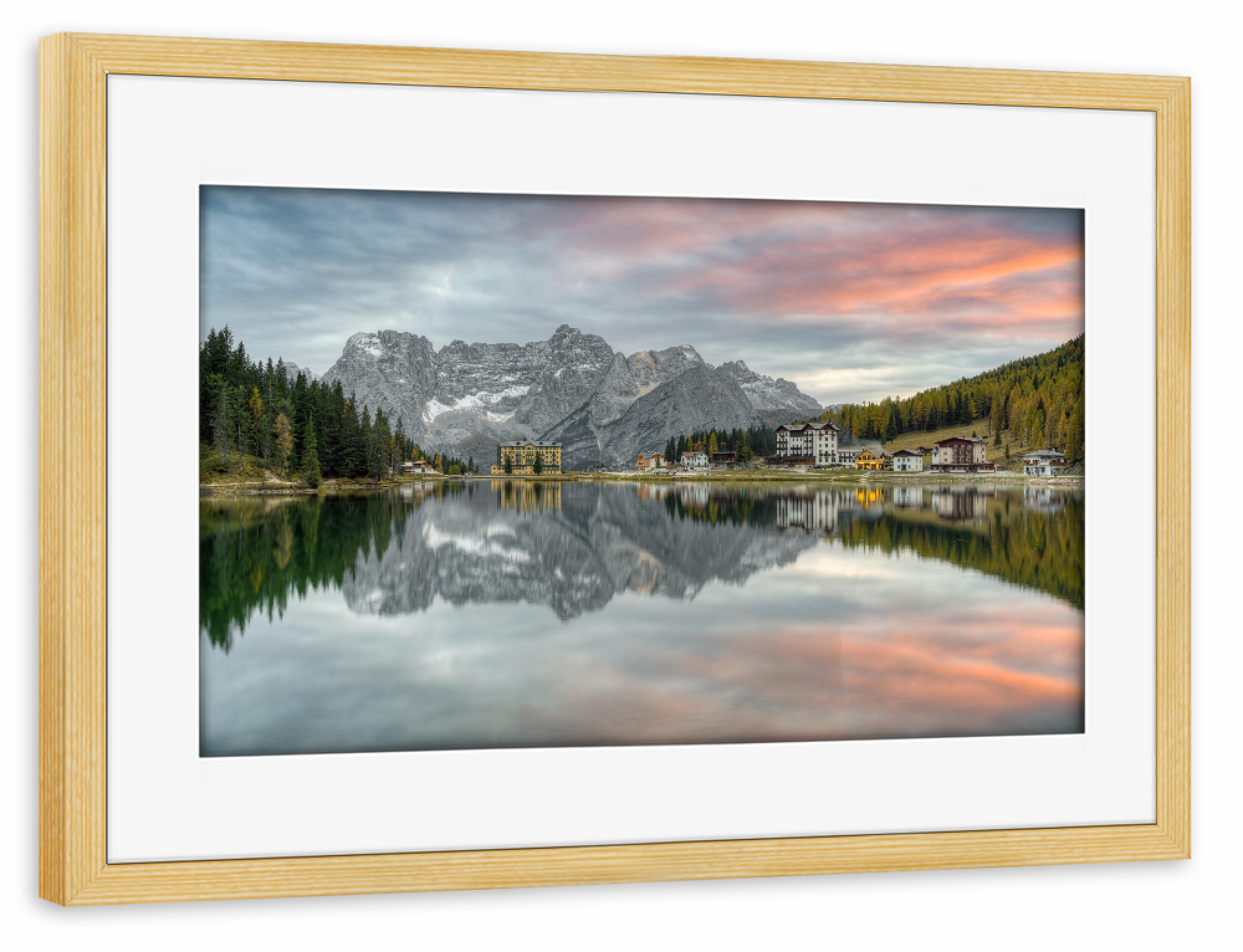 Poster mit Rahmen kiefer "Lago di Misurina in den Dolomiten" artboxONE - Natur,Reise,Reise / Länder