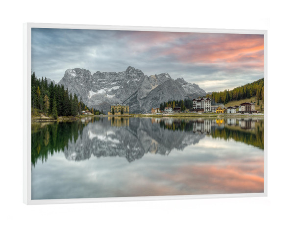 Poster mit weißem Rahmen "Lago di Misurina in den Dolomiten" artboxONE - Natur,Reise,Reise / Länder