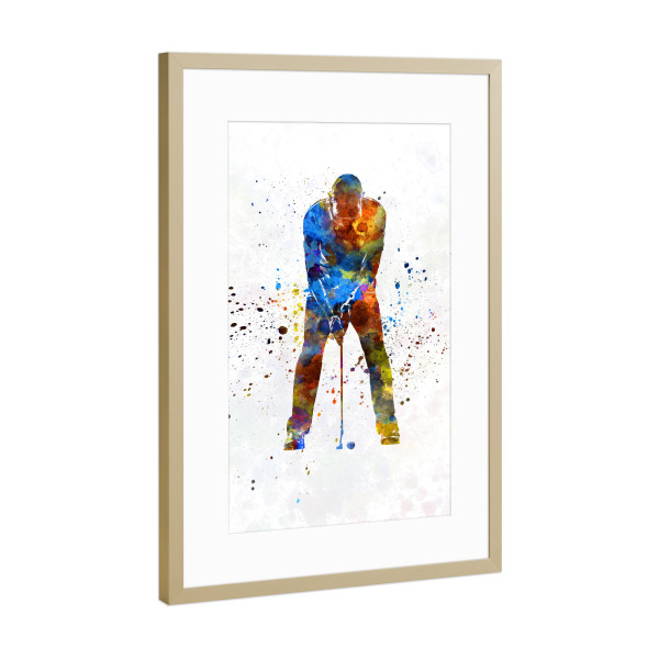 Poster mit Rahmen Gold "Male golf player-b" artboxONE - Abstrakt,Sport