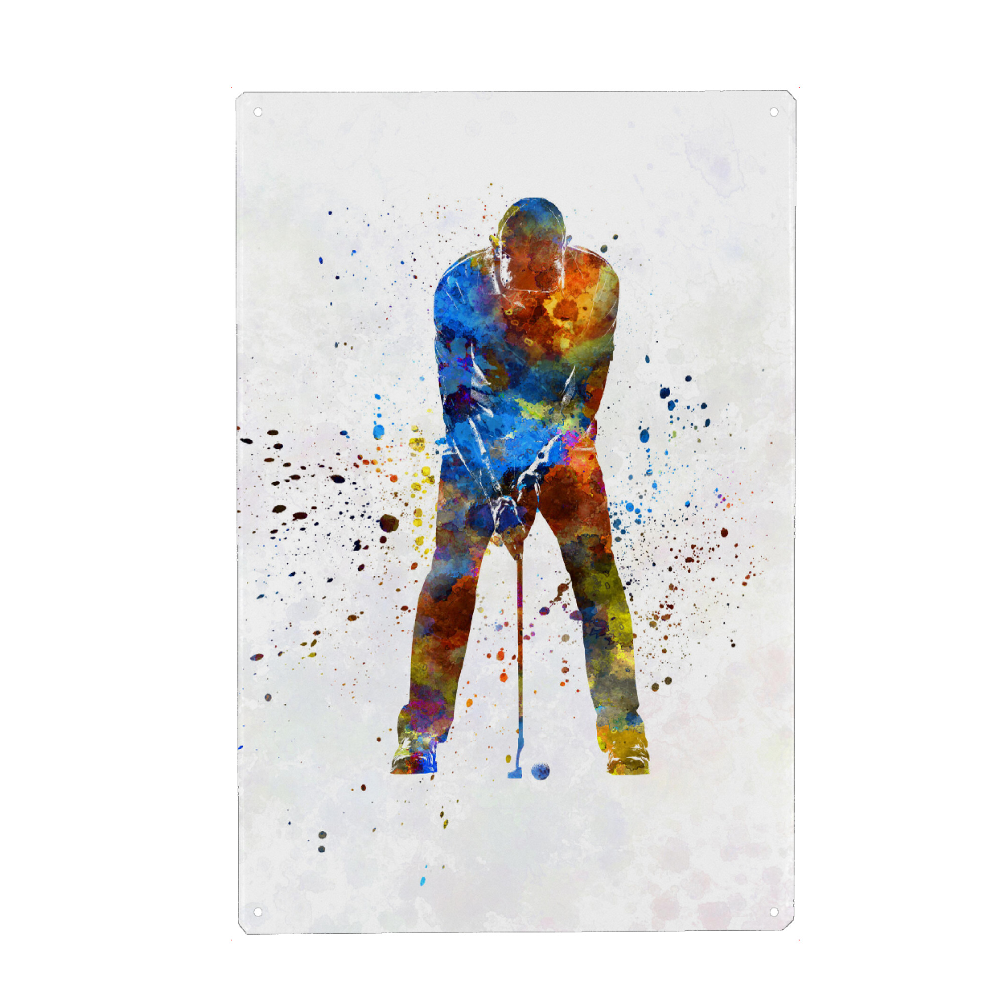 Holzbild "Male golf player-b" artboxONE - Abstrakt,Sport - Sport,Sports,Athlete,Olympic,Color,Watercolor,Golf,Golfer,Golf course,Competition,Woman