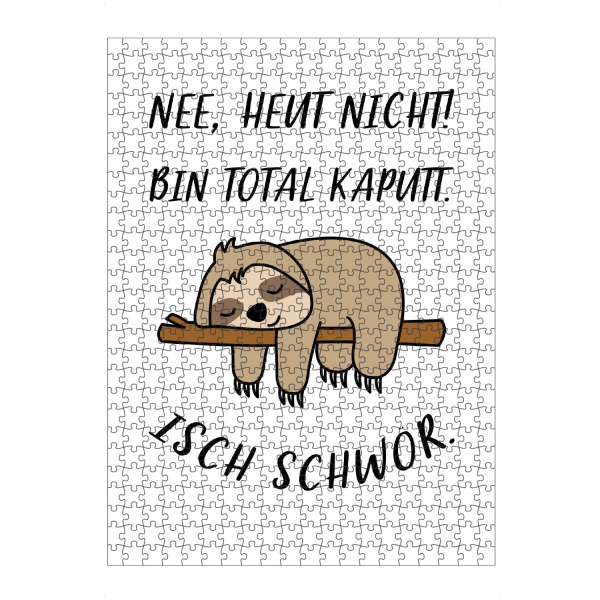 Puzzle Ravensburger "Heute nicht" artboxONE - Typografie,Tiere,Lustig - Faultier,Lust,Unlust,Müde,Faul,Heute,Schlaf,Kaputt,Animal,Tier,Lustig,Witzig