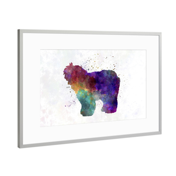 Poster mit Rahmen Silber "Old English Sheepdog Bobtail" artboxONE - Tiere,Abstrakt