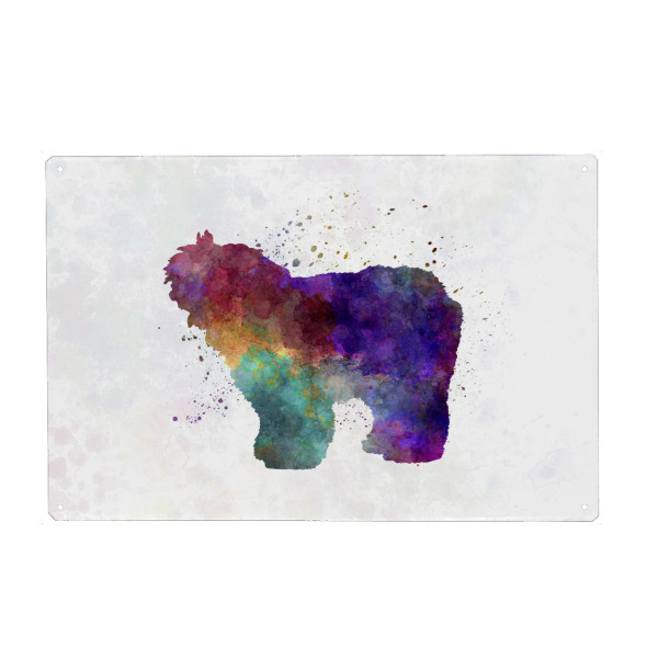 Holzbild "Old English Sheepdog Bobtail" artboxONE - Tiere,Abstrakt - Dog,Dogs,Pet,Animal,Mammal,Watercolor,Dog poster,Illustration,Abstract