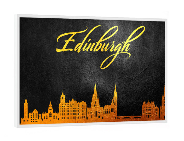 Poster mit weißem Rahmen "Edinburgh Scotland Gold Skyline" artboxONE - Städte - Gold,Skyline,Edinburgh,Scotland,Schottland,Stadt,City