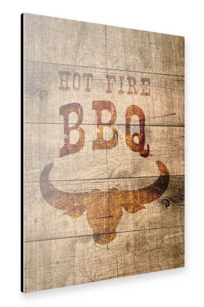 Alu-Dibond "BBQ Holztafel" 30x20 cm artboxONE