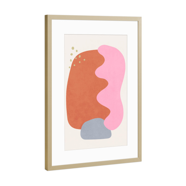 Poster mit Rahmen Gold "Mountain Landscape Shapes" artboxONE - Natur,Abstrakt - Morandi,Simple,Abstract,Shape,Outdoor,Tree,Abstrakt