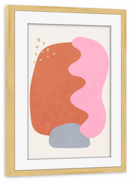 Poster mit Rahmen kiefer "Mountain Landscape Shapes" artboxONE - Natur,Abstrakt - Morandi,Simple,Abstract,Shape,Outdoor,Tree,Abstrakt