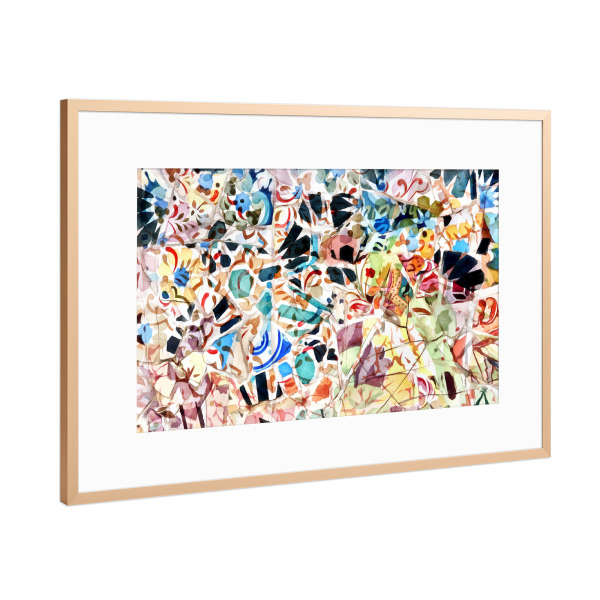Poster mit Rahmen Kupfer "Buntes Mosaik von Gaudi" artboxONE - Abstrakt,Architektur,Städte / Barcelona