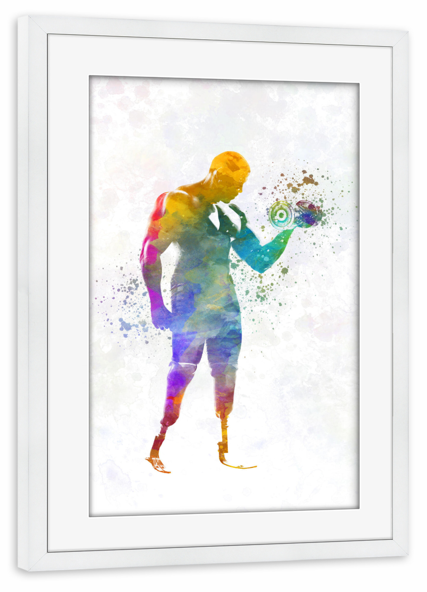 Poster mit Rahmen weiß "Paralimpic runner in watercolor-c" artboxONE - Abstrakt,Sport