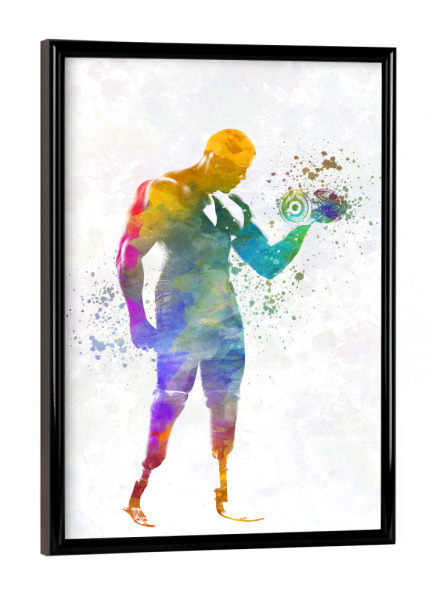 Poster mit schwarzem Rahmen "Paralimpic runner in watercolor-c" artboxONE - Abstrakt,Sport