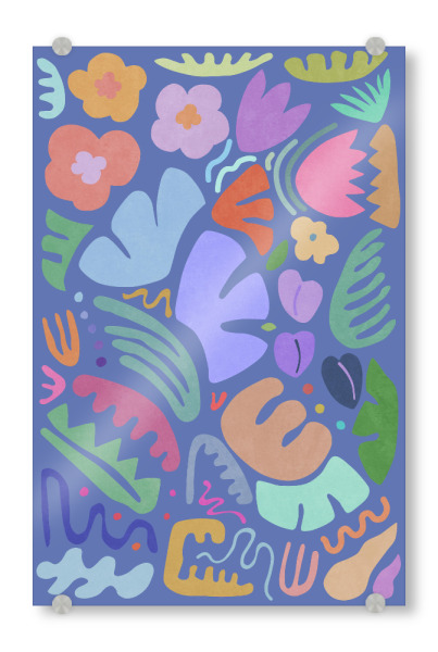 Acrylglasbild "Blue Floral Shapes" artboxONE - Natur,Floral,Abstrakt