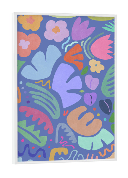 Poster mit weißem Rahmen "Blue Floral Shapes" artboxONE - Natur,Floral,Abstrakt