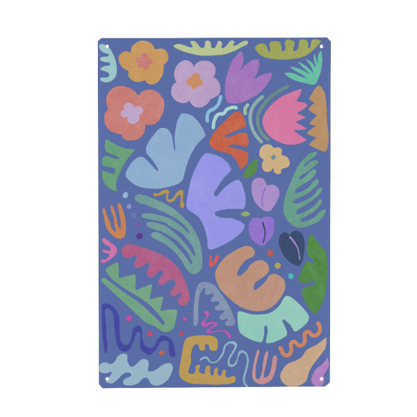 Metall Poster "Blue Floral Shapes" artboxONE - Natur,Floral,Abstrakt