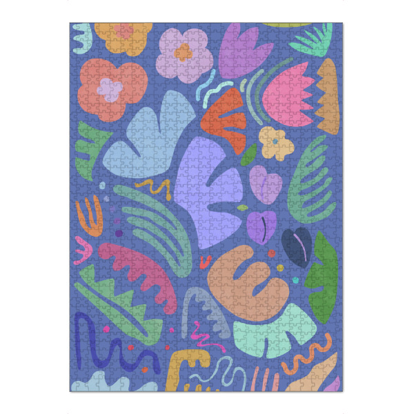 Puzzle Ravensburger "Blue Floral Shapes" artboxONE - Natur,Floral,Abstrakt