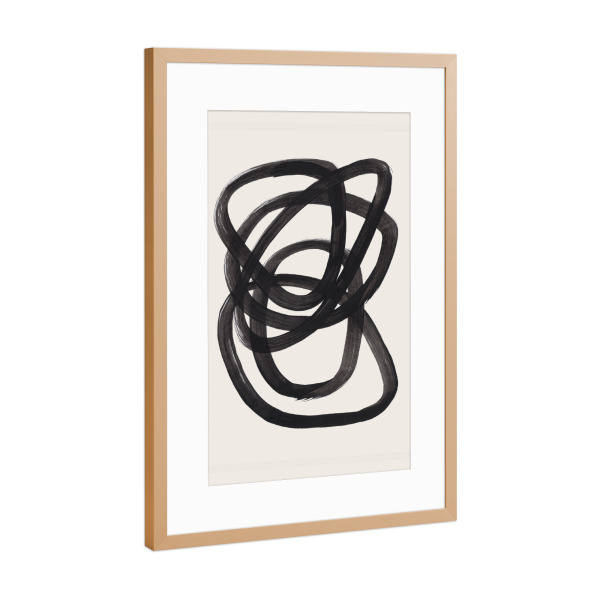 Poster mit Rahmen Kupfer "Ejaaz Haniff - Black Ink Spirals" artboxONE - Abstrakt,Schwarzweiß,Männer