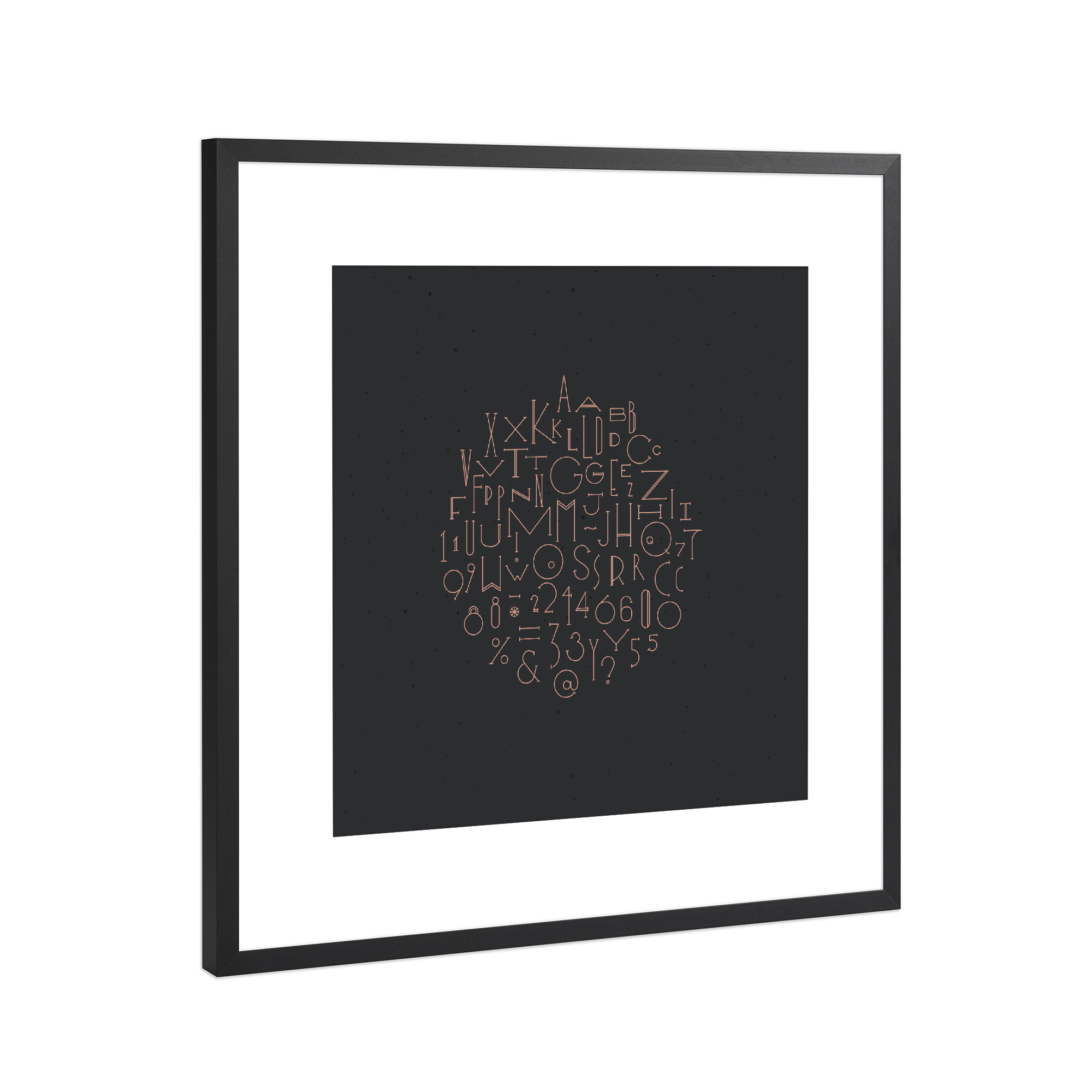 Poster mit Rahmen Schwarz (Metallic) "Art deco alphabet dark" artboxONE - Typografie,Buchstaben