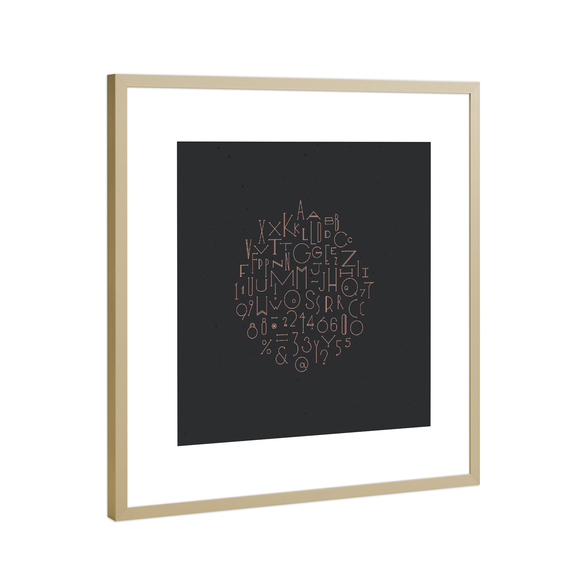Poster mit Rahmen Gold "Art deco alphabet dark" artboxONE - Typografie,Buchstaben