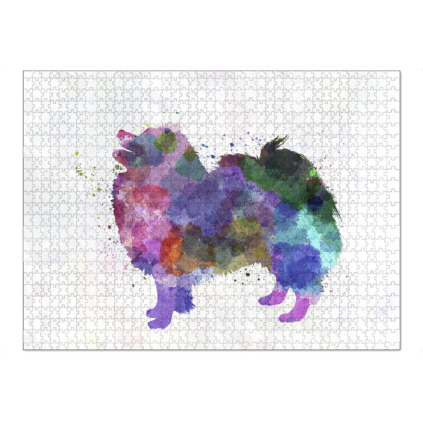 Puzzle Ravensburger "German Spitz in watercolor" artboxONE - Tiere,Abstrakt - Dog,Dogs,Pet,Animal,Mammal,Watercolor,Dog poster,Illustration,Abstract