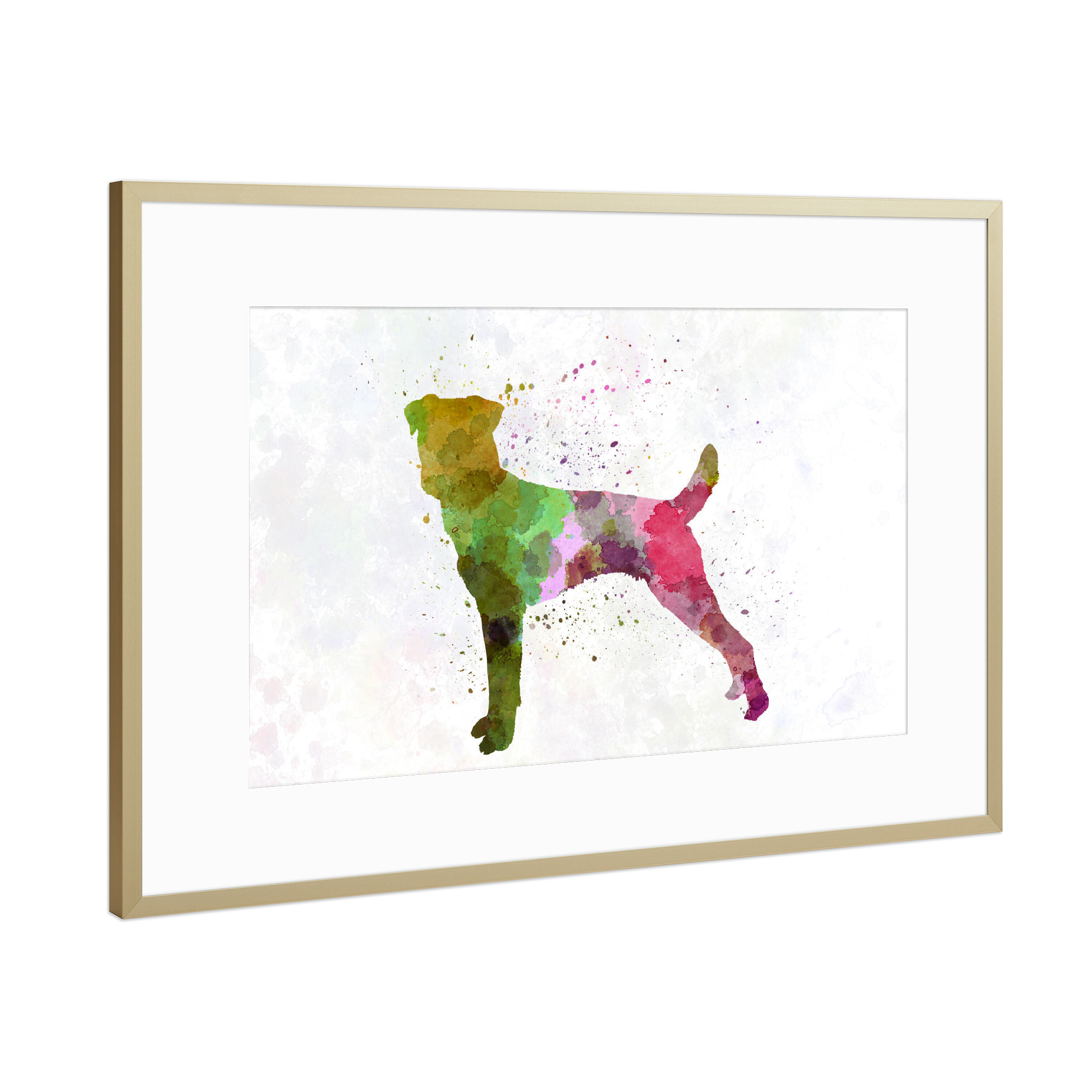 Poster mit Rahmen Gold "Parson Russel Terrier" artboxONE - Tiere,Abstrakt - Dog,Dogs,Pet,Animal,Mammal,Watercolor,Dog poster,Illustration,Abstract