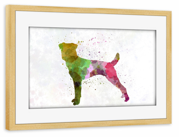 Poster mit Rahmen kiefer "Parson Russel Terrier" artboxONE - Tiere,Abstrakt - Dog,Dogs,Pet,Animal,Mammal,Watercolor,Dog poster,Illustration,Abstract