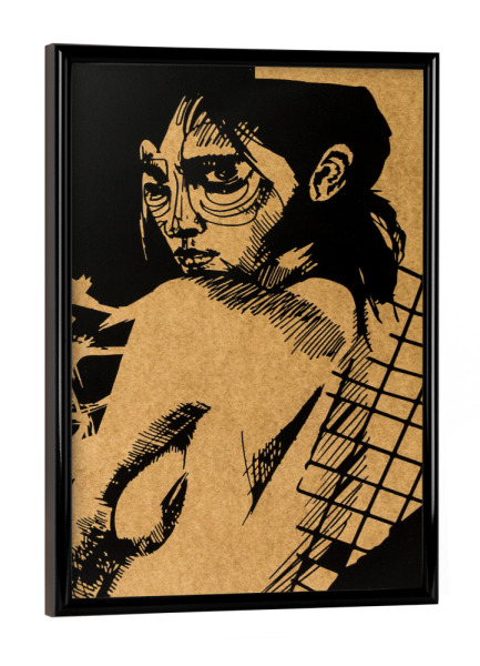 Poster mit schwarzem Rahmen "Strange shoulder" artboxONE - Abstrakt,Liebe,Streetart
