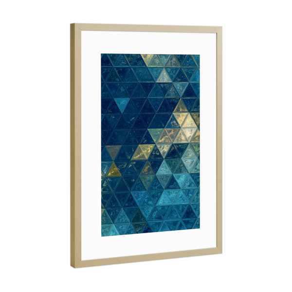Poster mit Rahmen Gold "Mosaic gold blue" artboxONE - Abstrakt