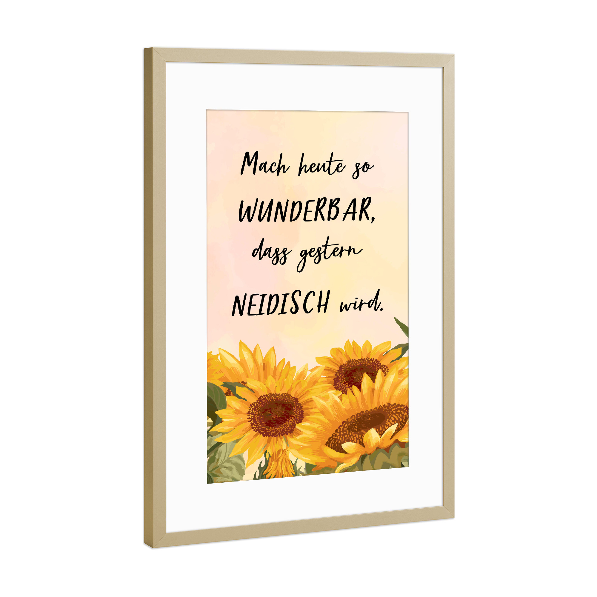 Poster mit Rahmen Gold "Mach heute wunderbar" artboxONE - Typografie,Natur,Floral