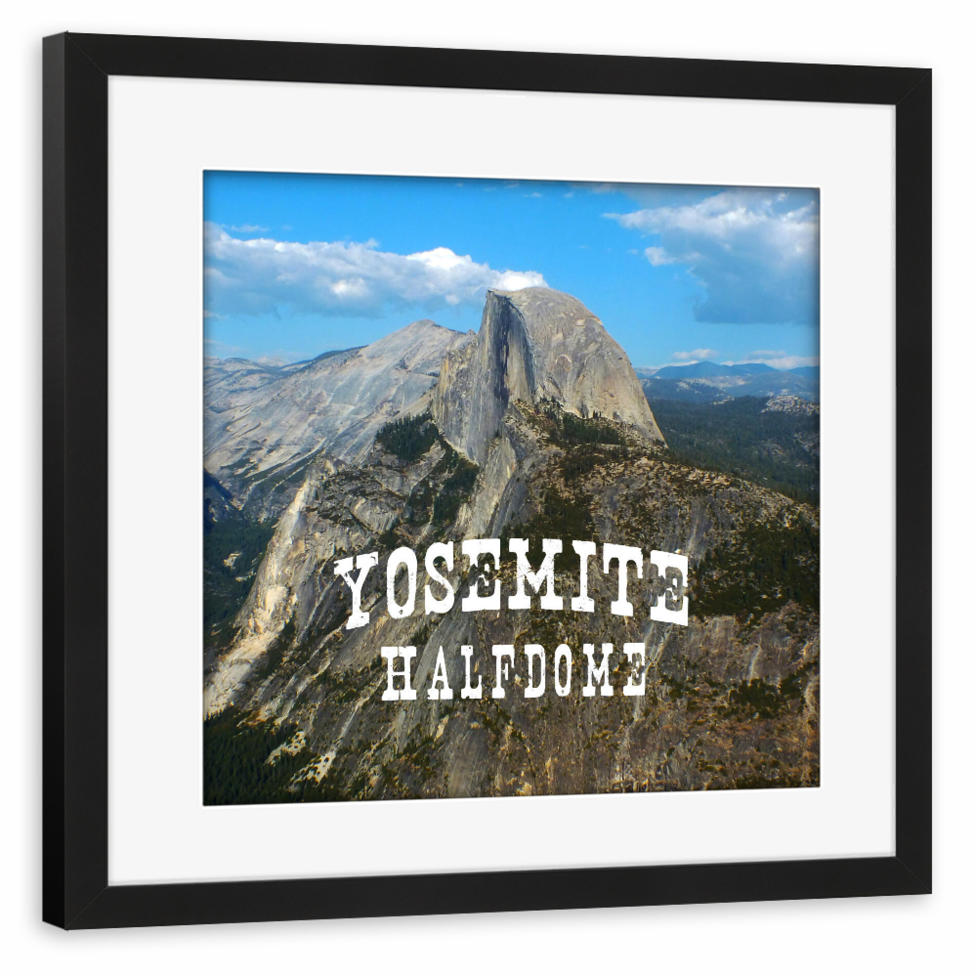 Poster mit Rahmen schwarz "Halfdome im Yosemite" artboxONE - Typografie,Reise,Reise / Länder