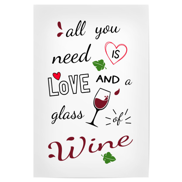 Poster 30x20 cm "Liebe und Wein" artboxONE - Typografie,Liebe,Essen & Trinken / Alkohol