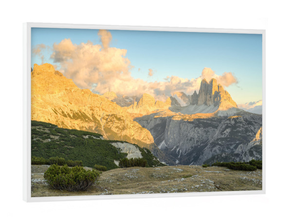 Poster mit weißem Rahmen "Monte Specie Dolomiten Aussicht" artboxONE - Natur,Reise,Reise / Länder