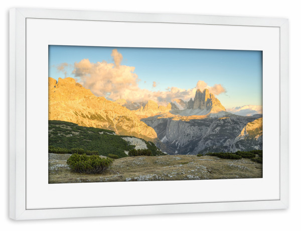 Poster mit Rahmen weiß "Monte Specie Dolomiten Aussicht" artboxONE - Natur,Reise,Reise / Länder