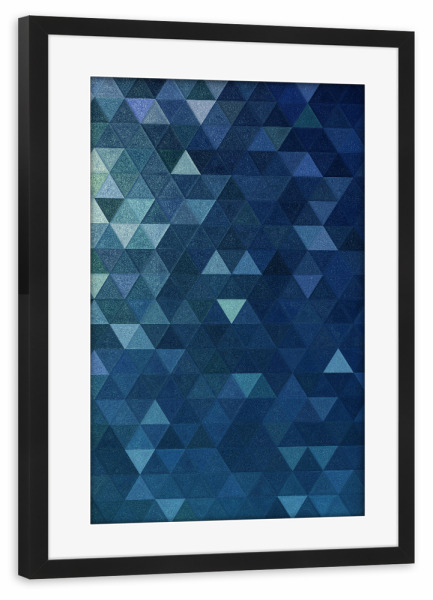 Poster mit Rahmen schwarz "Mosaic blue dark and light" artboxONE - Abstrakt,Geometrie