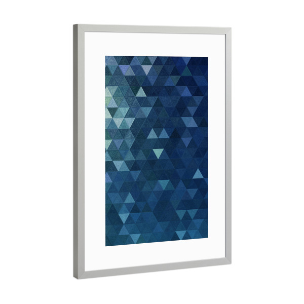 Poster mit Rahmen Silber "Mosaic blue dark and light" artboxONE - Abstrakt,Geometrie