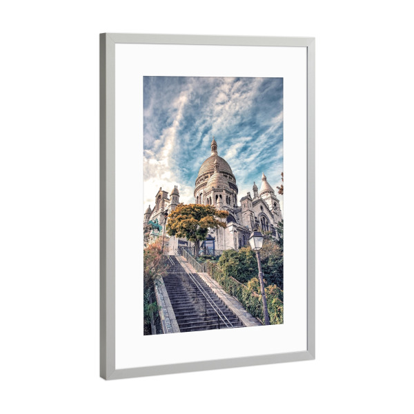 Poster mit Rahmen Silber "Sacre Coeur In Montmartre" artboxONE - Städte,Reise,Architektur,Städte / Paris,Reise / Länder