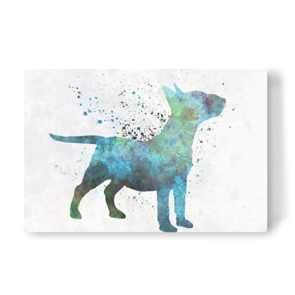 Leinwandbild "Miniature Bull Terrier" artboxONE - Tiere,Abstrakt - Dog,Dogs,Pet,Animal,Mammal,Watercolor,Dog poster,Illustration,Abstract