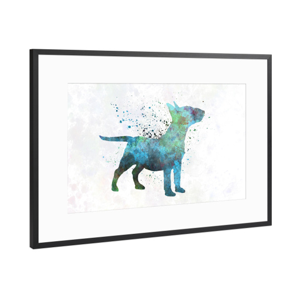 Poster mit Rahmen Schwarz (Metallic) "Miniature Bull Terrier" artboxONE - Tiere,Abstrakt