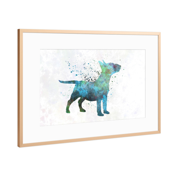 Poster mit Rahmen Kupfer "Miniature Bull Terrier" artboxONE - Tiere,Abstrakt - Dog,Dogs,Pet,Animal,Mammal,Watercolor,Dog poster,Illustration,Abstract